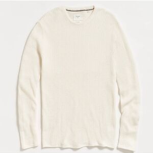 Billy Reid Mini Waffle Cotton Cashmere Crewneck - White/Cream - Mens Large